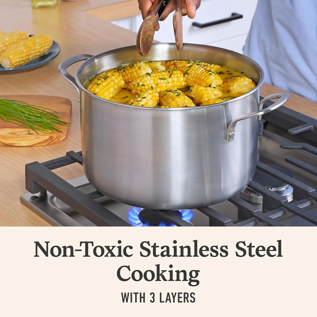 3-Ply Stainless Steel Cookware Set with Turbo Heat Tech,