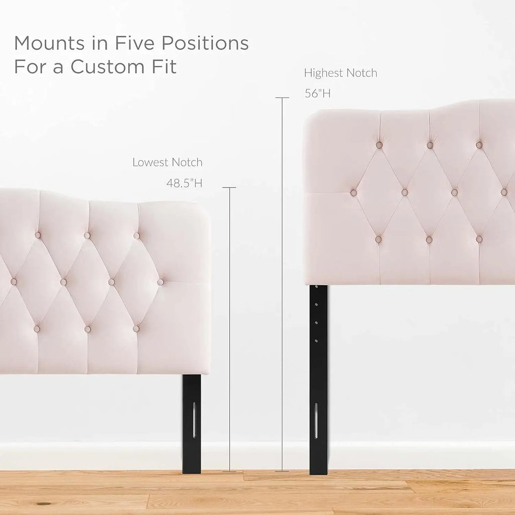 Blue Diamond Tufted Velvet Full Headboard with Performance Fabric,