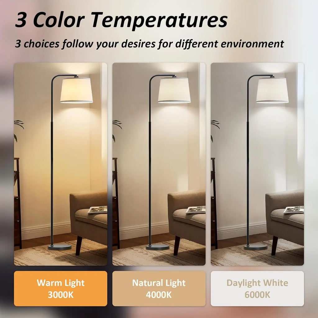Arc Floor Lamp with 3 Color Temperatures, Adjustable Head, and Foot Switch