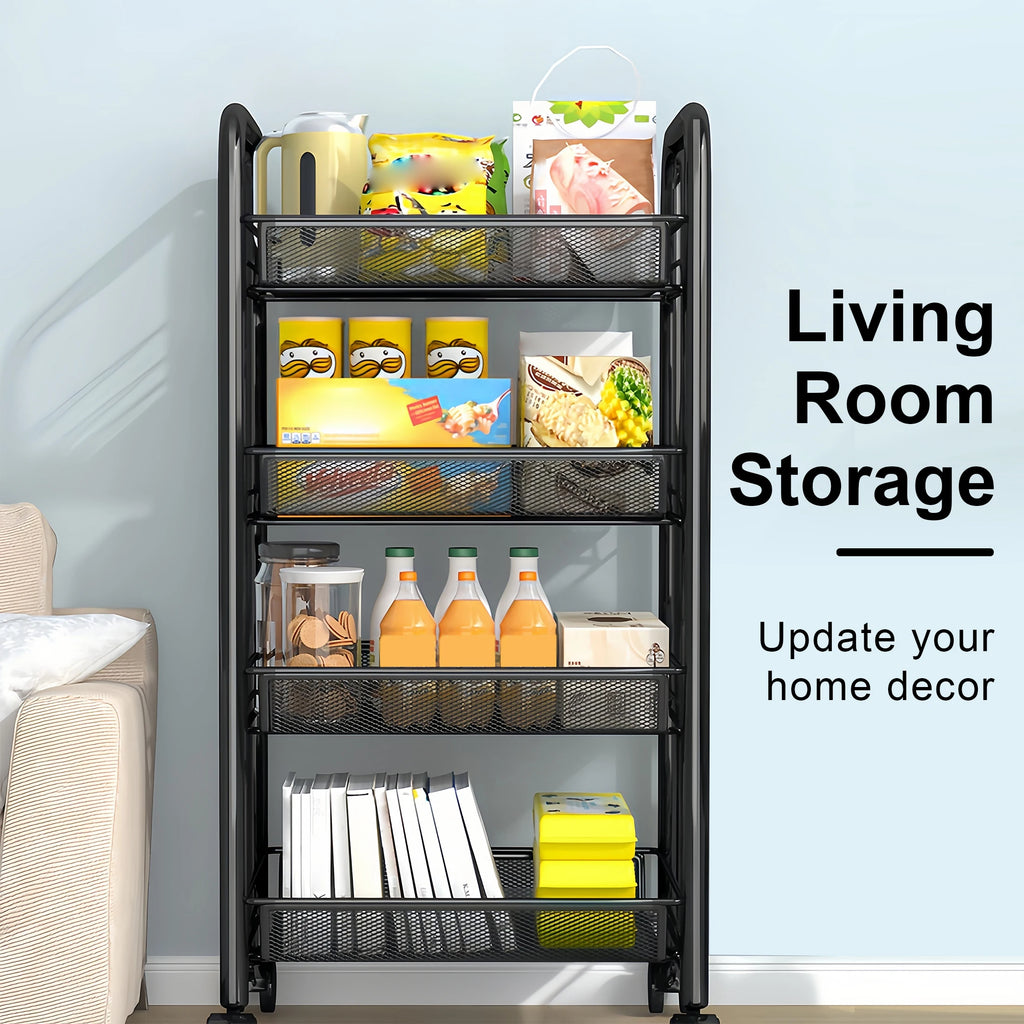 Multilayer Kitchen Storage Rack Metal Utility Cart Stackable