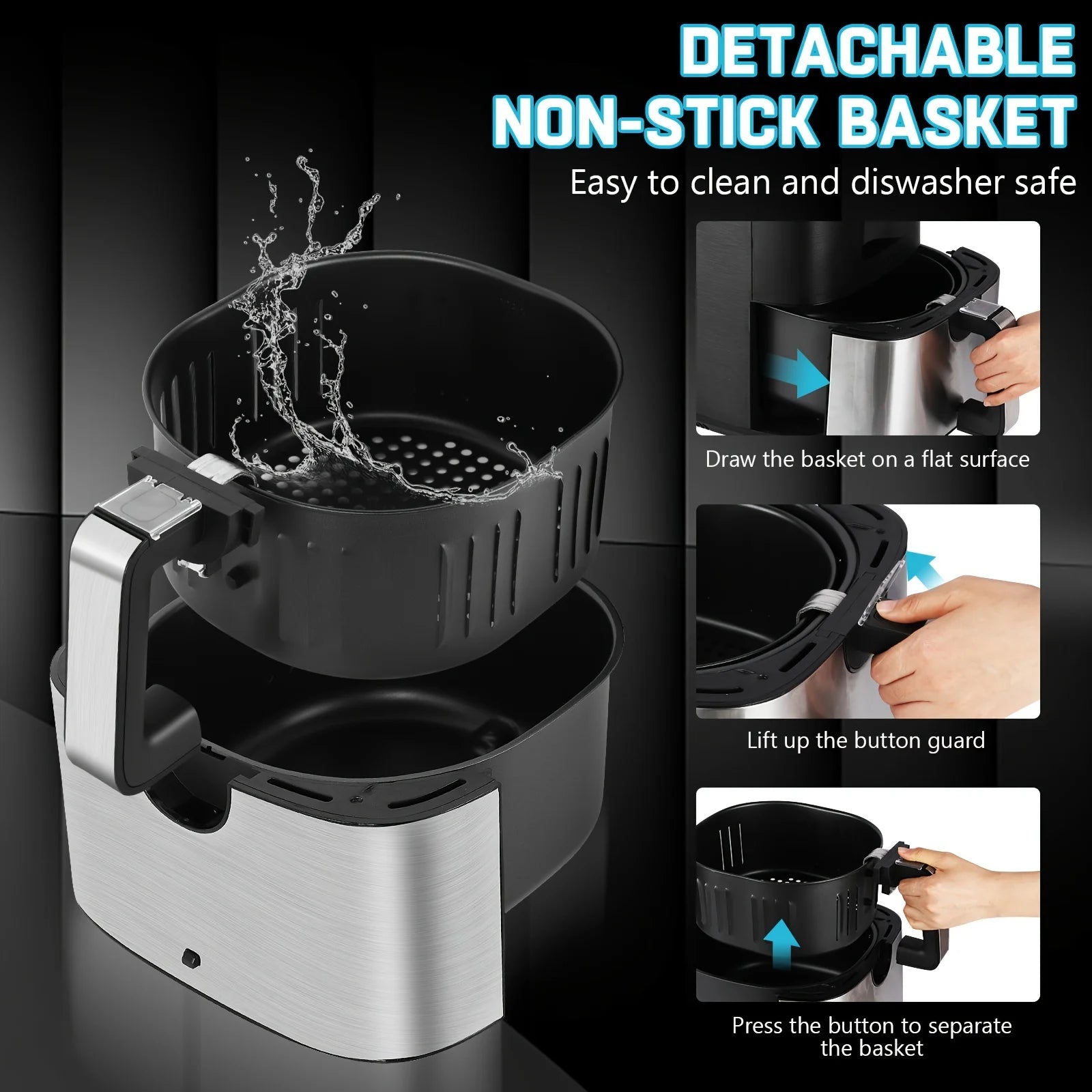 KitCook Large Air Fryer, 1500W 7QT AirFryer Cooker