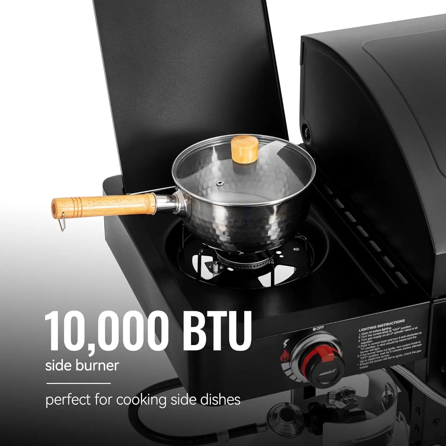 2-Burner Gas and Charcoal  Grill with Offset Smoker & Side Burner,