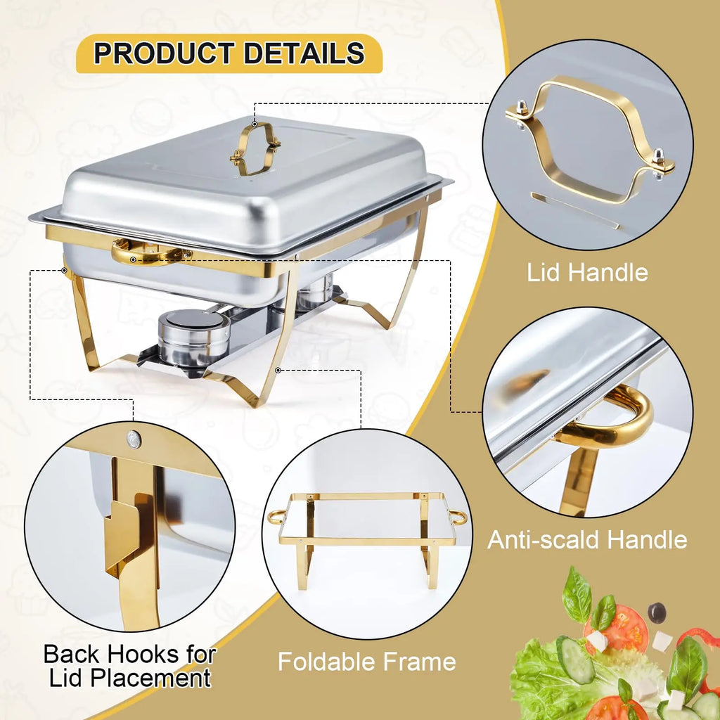 4 Pack Buffet Chafing Dish Set, 24.4X14X12 Inches Single Compartment